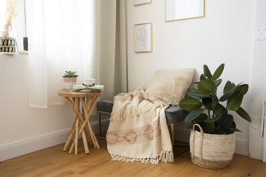 Decke Bohemian 200 Rosa / Creme